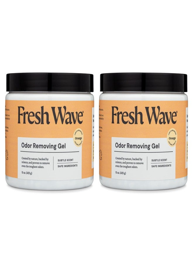 Fresh Wave Orange Odor Removing Gel, 15 oz., Pack of 2 | Odor Absorbers for Home | Safer Odor Relief | Natural Plant-Based Odor Eliminator | Every 15 oz. lasts 30-60 Days | For Cooking, Trash & Pets - Image 1