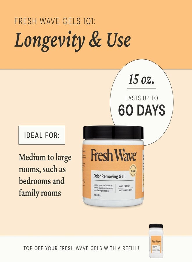 Fresh Wave Orange Odor Removing Gel, 15 oz., Pack of 2 | Odor Absorbers for Home | Safer Odor Relief | Natural Plant-Based Odor Eliminator | Every 15 oz. lasts 30-60 Days | For Cooking, Trash & Pets - Image 5