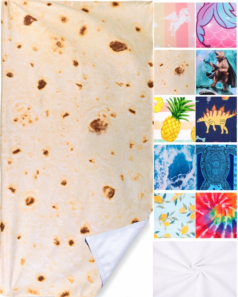 LIVILAN Funny Mexican Taco Burrito Beach Towel Oversized Microfiber Quick Dry Sand Free Towel Lightweight and Soft Pool Swim Shower Towel Burrito Gifts for Women Men Kids30X60