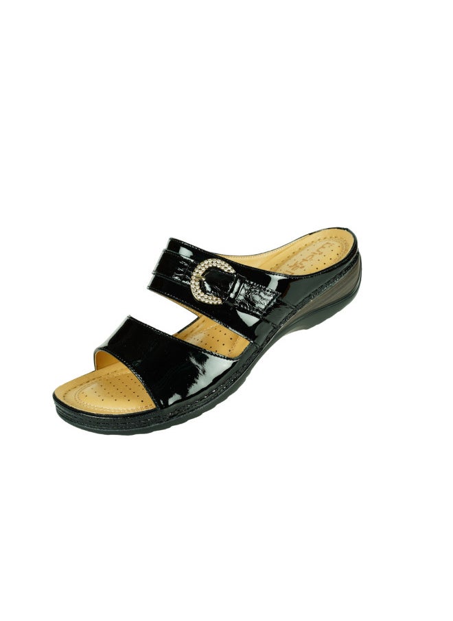 Michelle Morgan 092-2710 Michelle Morgan Ladies Wedge Heel Sandals 88909-36 Black  - Image 2