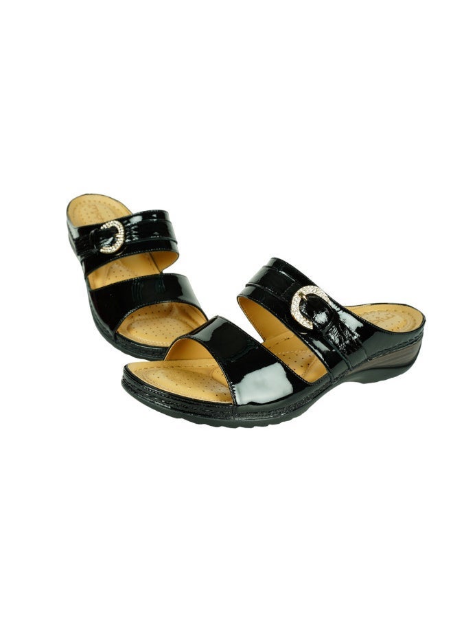 Michelle Morgan 092-2710 Michelle Morgan Ladies Wedge Heel Sandals 88909-36 Black  - Image 3
