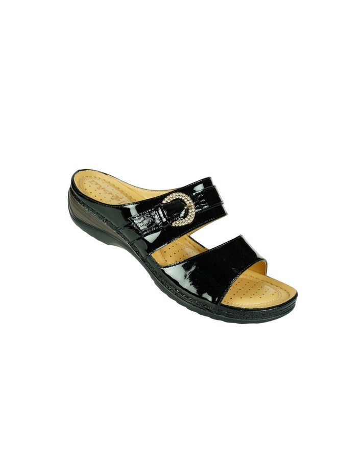 Michelle Morgan 092-2710 Michelle Morgan Ladies Wedge Heel Sandals 88909-36 Black  - Image 1
