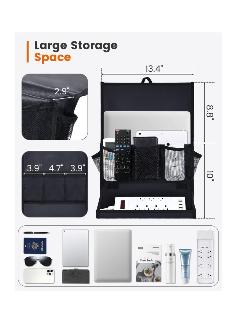 Excefore Bedside Caddy, Hanging Bedside Organizer with Power Strip Holder, Bedside Storage Organizer with 6 Pockets Multi-functional Organizer Caddy - Image 2