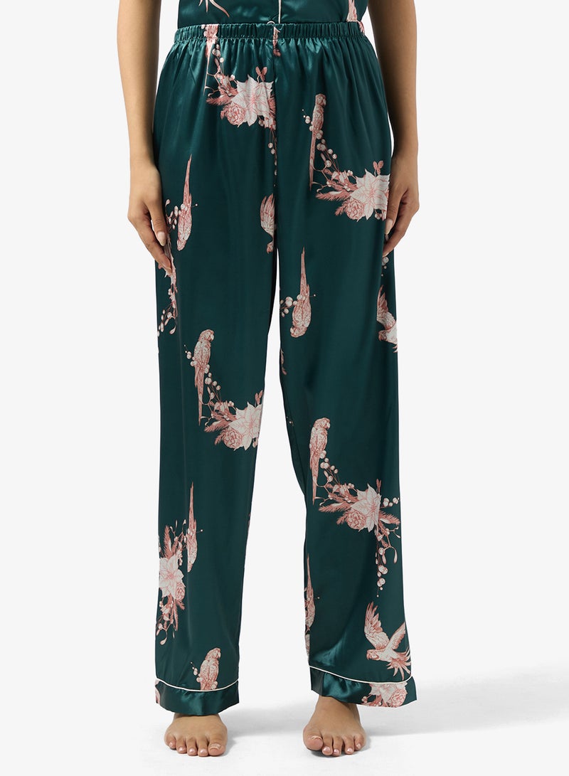 Ginger Satin Floral Button Up Pyjama Set - Image 4