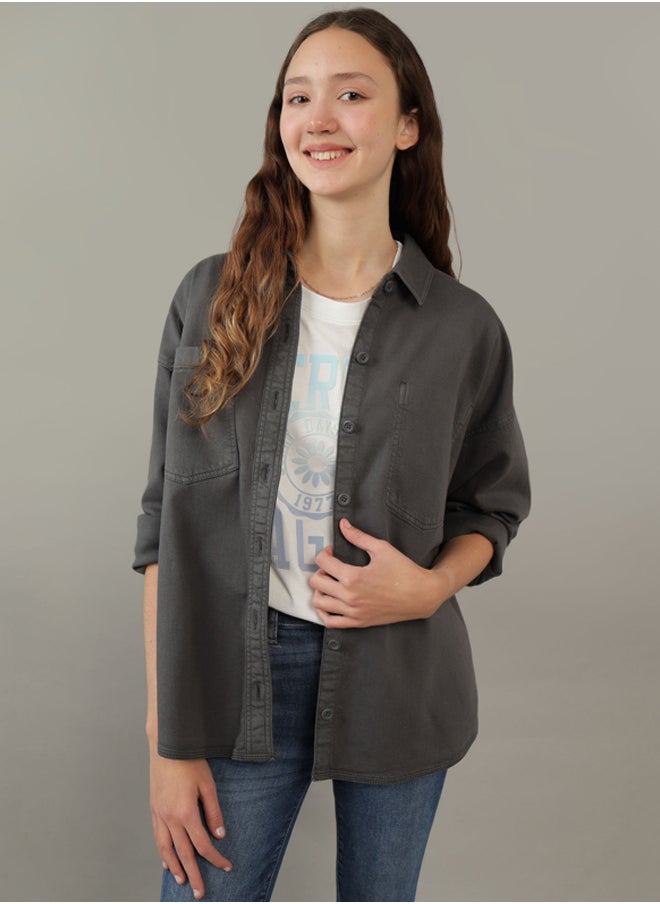 American Eagle قميص جينز كبير الحجم من AE Go Big  - Image 1
