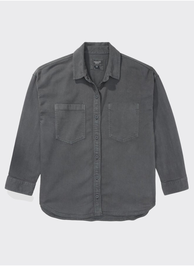 American Eagle قميص جينز كبير الحجم من AE Go Big  - Image 3