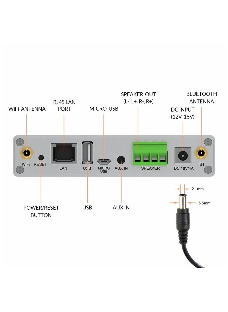 Arylic A30+ WiFi & Bluetooth 5.0 Mini Stereo Amplifier - 2 Channel Class D Wireless Home Amp for Speakers With Spotify, Airplay, Multiroom/Multizone Digital Audio - Image 2