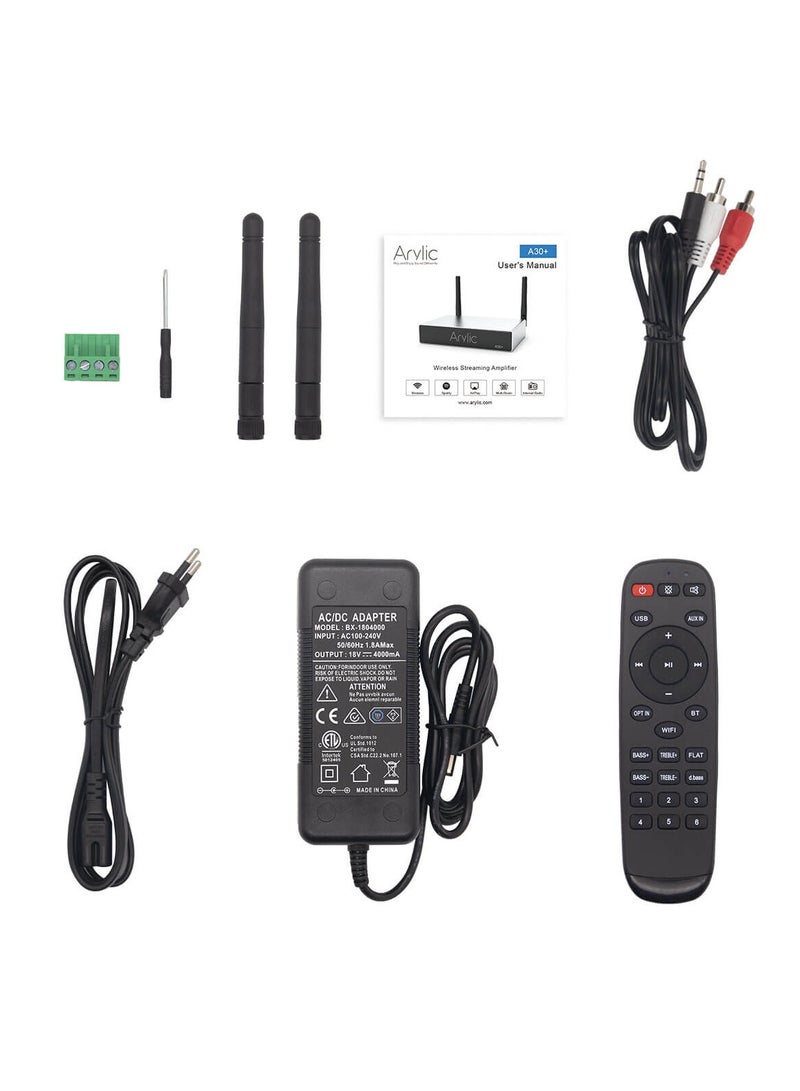 Arylic A30+ WiFi & Bluetooth 5.0 Mini Stereo Amplifier - 2 Channel Class D Wireless Home Amp for Speakers With Spotify, Airplay, Multiroom/Multizone Digital Audio - Image 4