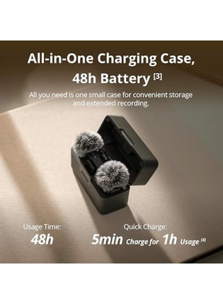 الميكروفون اللاسلكي DJI Mic Mini (1 جهاز إرسال + 1 جهاز استقبال)، ميكروفون لافالير خفيف للغاية مع إلغاء الضوضاء وضبط تلقائي، مناسب للكاميرات وآيفون وأندرويد والتصوير الفلوج - view 4