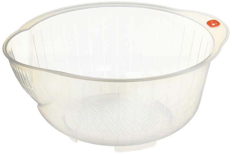 Inomata Japanese Rice Washing Bowl with Strainer 25Quart Capacity