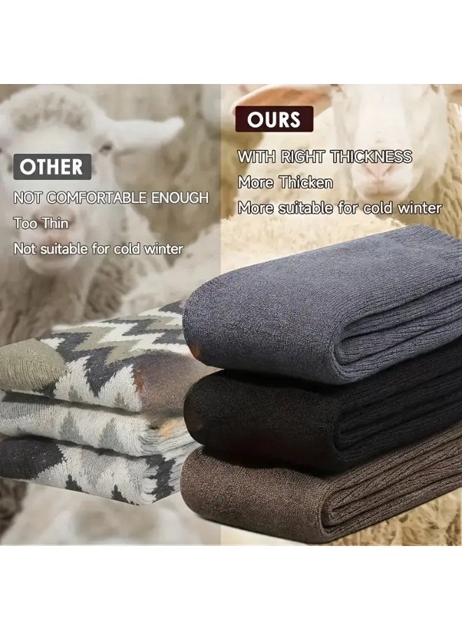 Lyaxm 3 Pairs of Men's Cotton Crew Socks,Mid-Calf,Thick Winter Velvet Snow Socks for Men, Men's Breathable and Comfortable  Cotton SocksSoft Plush Warm Boot Socks, Suitable for Outdoor Work And Leisure, a Gift for Husbands, Fathers, Or Boyfriends, Knitted Items in European Sizes (39-45) And US Sizes 9-11. - Image 4