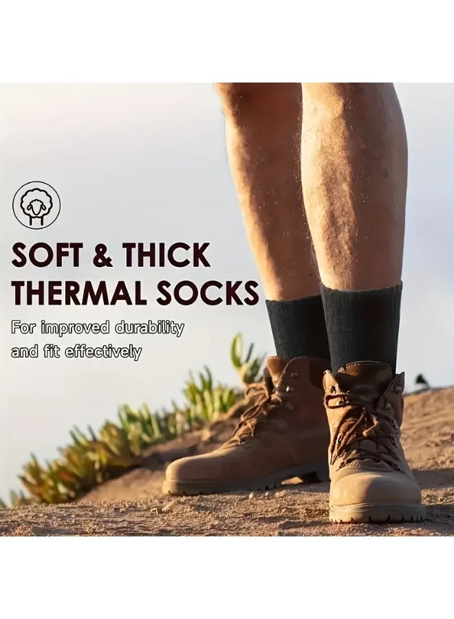 Lyaxm 3 Pairs of Men's Cotton Crew Socks,Mid-Calf,Thick Winter Velvet Snow Socks for Men, Men's Breathable and Comfortable  Cotton SocksSoft Plush Warm Boot Socks, Suitable for Outdoor Work And Leisure, a Gift for Husbands, Fathers, Or Boyfriends, Knitted Items in European Sizes (39-45) And US Sizes 9-11. - Image 3