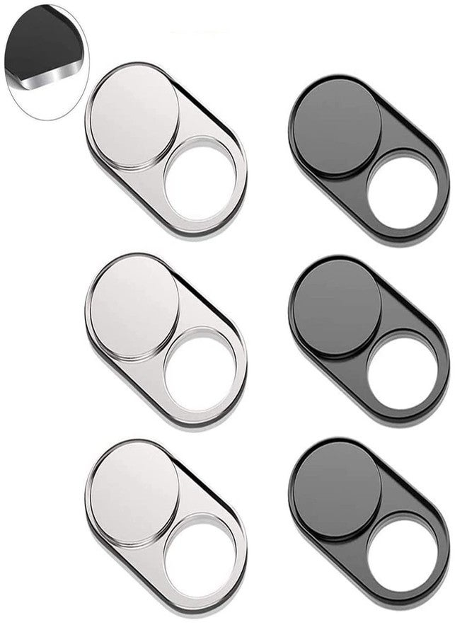 Cimkiz Webcam Cover Slide Metal Magnet Sliding Web Camera Cover slider for Laptops Macbook Pro HP iMac iPhone Cellphone-for Protecting Your Privacy-Strong Adhesive-6 packs(3black+3silver) - Image 1