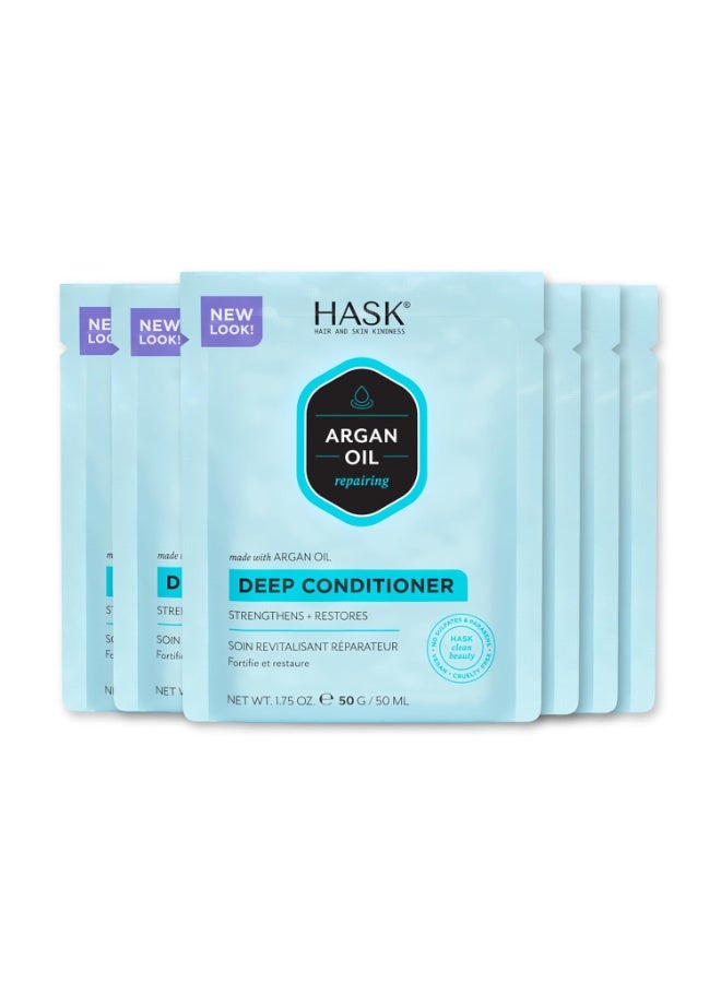 HASK ARGAN OIL Repairing Deep Conditioner Treatments for all hair types, color safe, gluten free, sulfate free, paraben free - Pack of 6 - Image 1