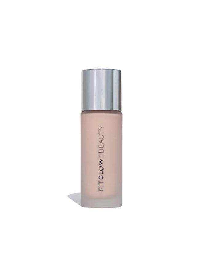 Fitglow Beauty Foundation Vegan SkinTreating Foundation with Peptides Plant Collagen Buildable MediumFull Coverage Natural Finish Hydrating AntiAging PoreFriendly F130ml - Image 1