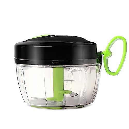 Fackelmann Vegetable Chopper for Kitchen use with 3 Stainless Steel Ultra Sharp Blade | Rust - Resistant | Safe Lid Lock | Long Lasting Nylon String | Anti-Spill Lid - 650Ml, Black and Green - Image 1