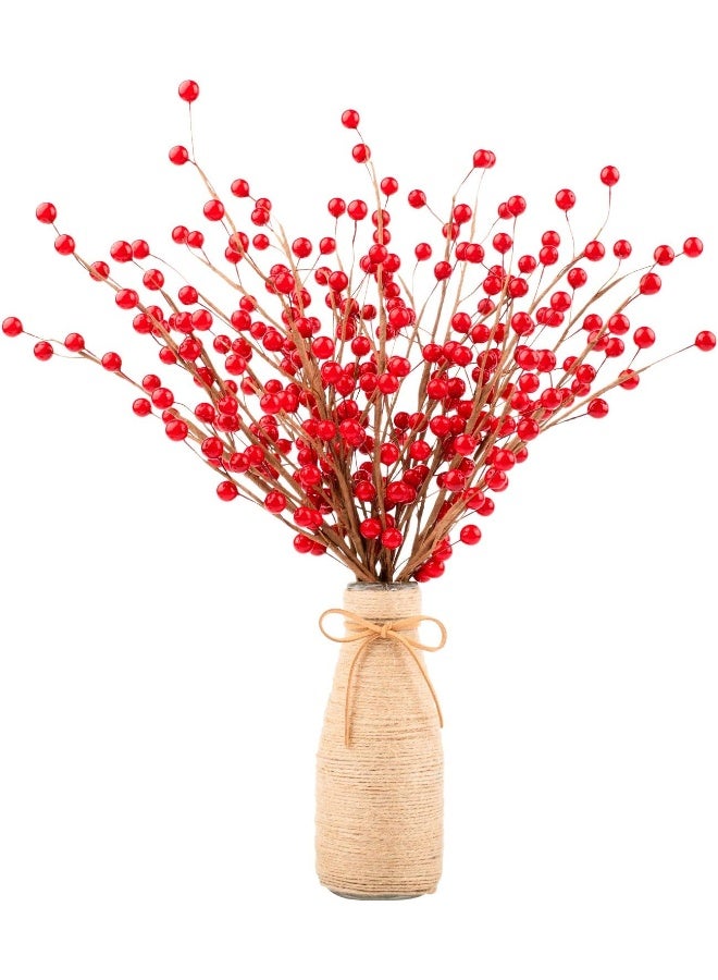 Whaline مجموعة وايلين 12 قطعة من أغصان التوت الأحمر لعيد الميلاد، اختيارات التوت البورغندي الاصطناعية لتزيين شجرة عيد الميلاد، الحرف، الزفاف، ديكور المنزل في العطلات - Image 3
