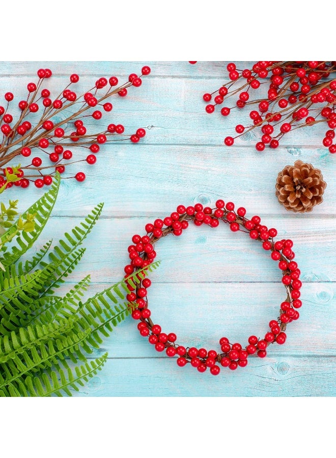 Whaline مجموعة وايلين 12 قطعة من أغصان التوت الأحمر لعيد الميلاد، اختيارات التوت البورغندي الاصطناعية لتزيين شجرة عيد الميلاد، الحرف، الزفاف، ديكور المنزل في العطلات - Image 5