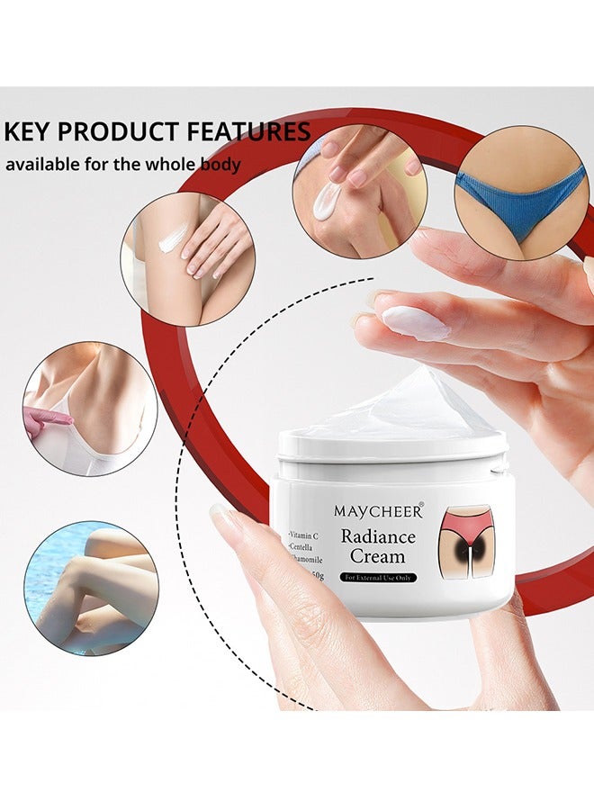 مايتشير كريم الإشراق - كريم مصحح البقع الداكنة بفيتامين سي كينتيلا بالبابونج - تحت الإبط والرقبة والإبط والركبتين والمرفقين والمناطق الخاصة والمناطق الحميمة - تركيبة مطورة ، نتيجة فورية 50 جم - Image 3