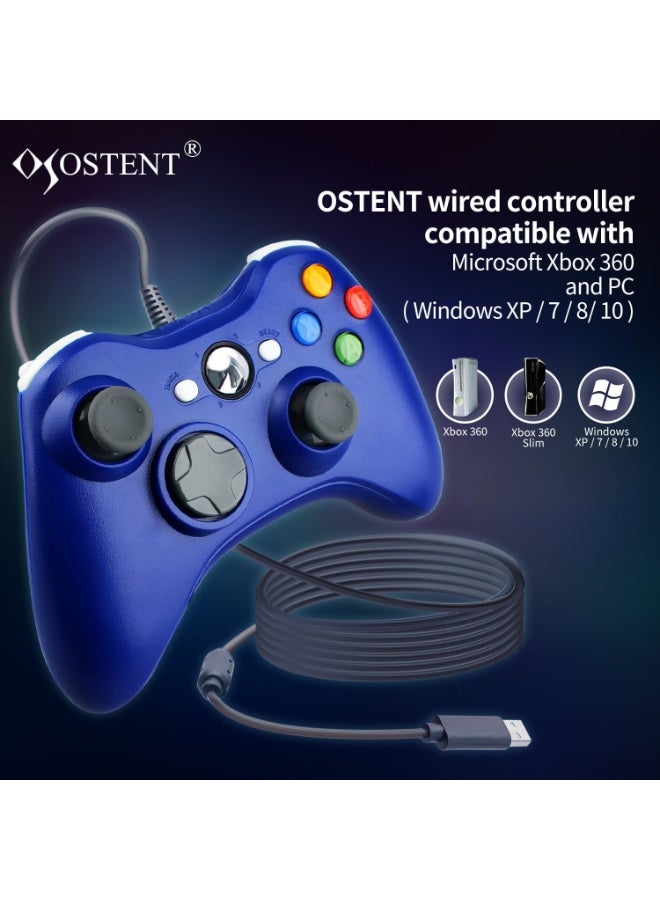 وحدة تحكم OSTENT سلكية USB متوافقة مع وحدة تحكم Microsoft Xbox 360 للكمبيوتر الشخصي وألعاب الفيديو (أزرق) - Image 3