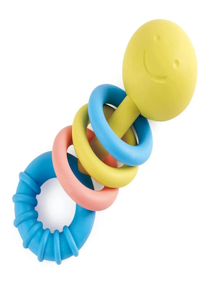 Hape Rattling Rings Teether | Movable Teething & Rattle Shake Toy for Babies, Soft Colors - Image 1