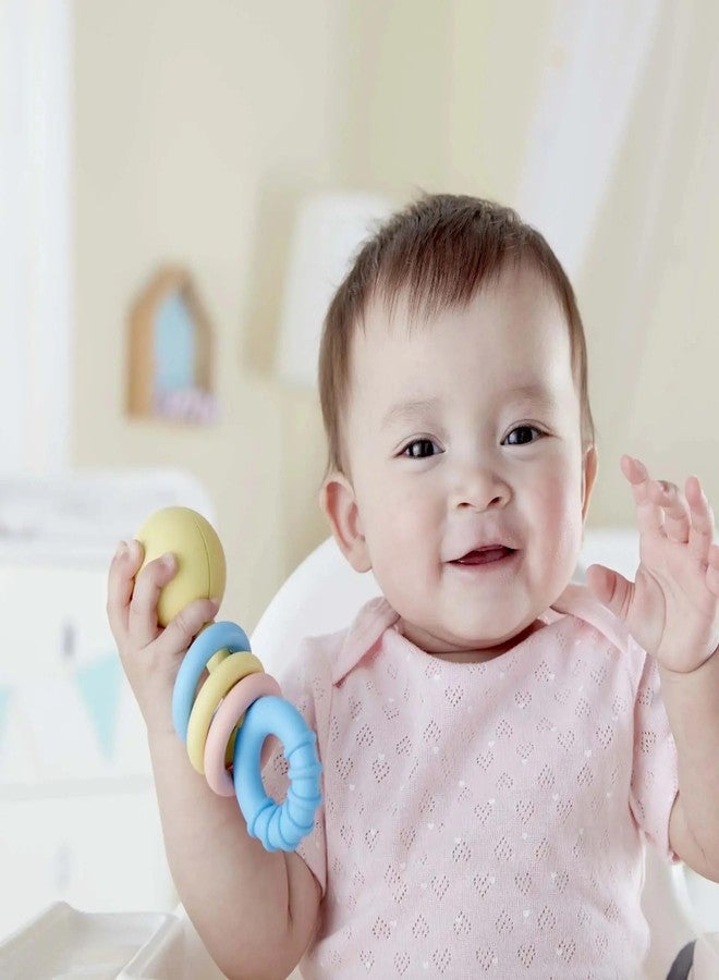 Hape Rattling Rings Teether | Movable Teething & Rattle Shake Toy for Babies, Soft Colors - Image 2