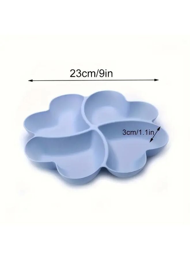 Blue Heart Shaped Four Compartment Snack Tray For Party Serving - Image 3