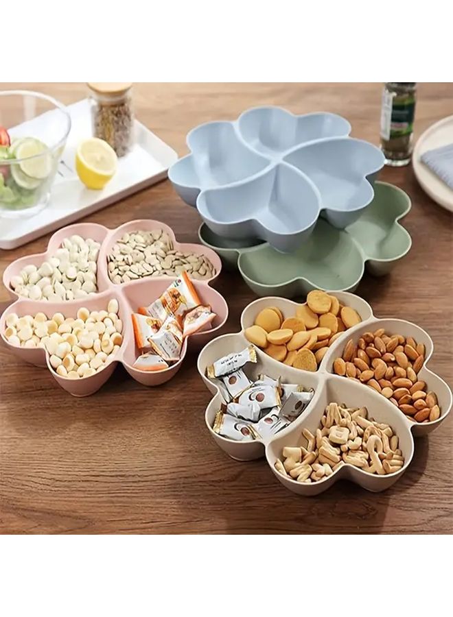 Blue Heart Shaped Four Compartment Snack Tray For Party Serving - Image 1
