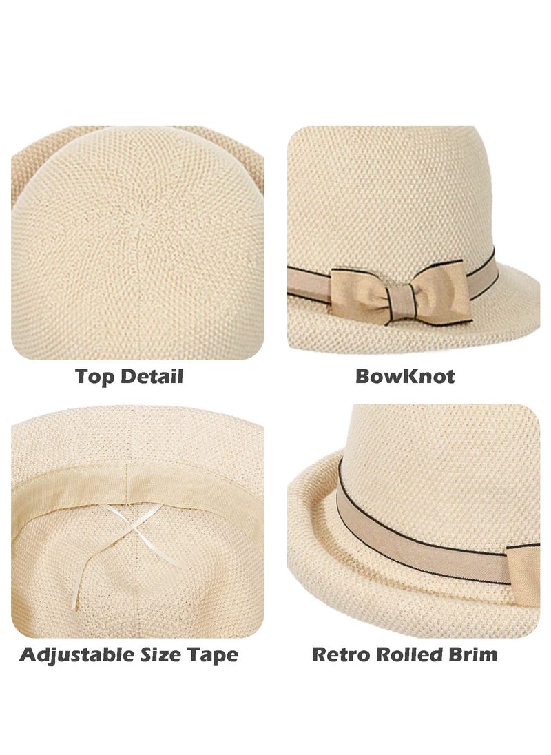 KASTWAVE Womens Summer Cloche Straw Bucket-Sun-Hats Foldable Wide Brim Beach Bucket Bucket Hat Summer Beach hat Outdoor Cap  - Image 4