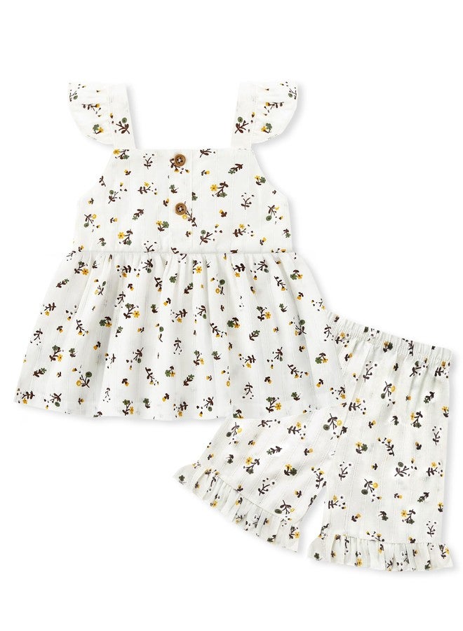 SANMIO Toddler Girl Clothes Summer 2T 3T Girl Clothes Cute Sleeveless Tank Tops with Bow Ruffled Shorts Outfits Set - Image 1