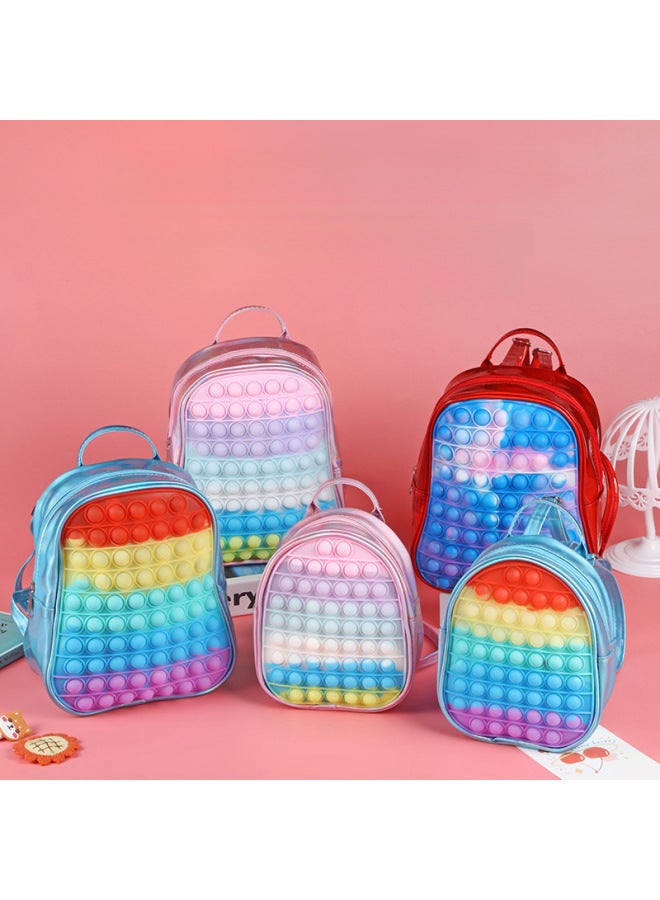 Spot Silicone Backpack Children's Educational Decompression Toy Schoolbag Bubble Pinch Le Rodent Killer Pioneer Backpack-Color:Small Bag Style Eight 16*19  - Image 2