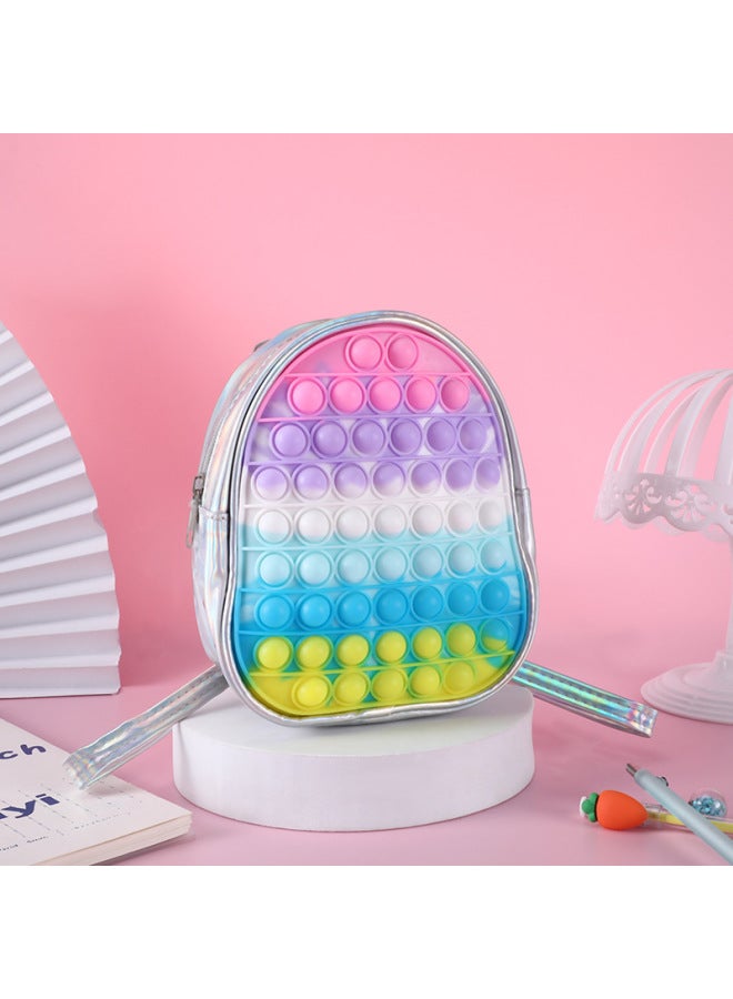 Spot Silicone Backpack Children's Educational Decompression Toy Schoolbag Bubble Pinch Le Rodent Killer Pioneer Backpack-Color:Small Bag Style Eight 16*19  - Image 1