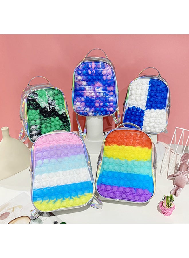Spot Silicone Backpack Children's Educational Decompression Toy Schoolbag Bubble Pinch Le Rodent Killer Pioneer Backpack-Color:Small Bag Style Eight 16*19  - Image 3
