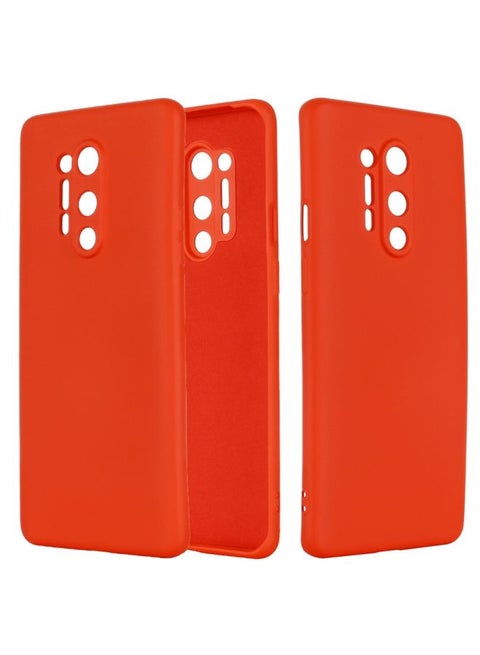 Case Cover For For OnePlus 8 Pro Pure Color Liquid Silicone Shockproof Full Coverage Case(Red)