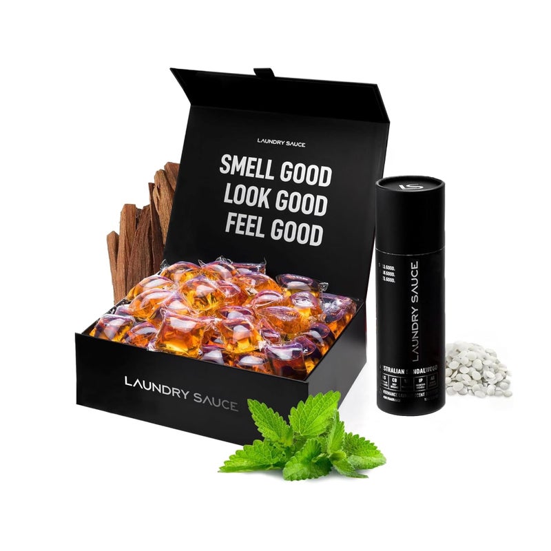 Laundry Sauce - Luxury Scented Laundry Detergent Pods & Scent Booster Bundle (Australian Sandalwood), Premium Laundry Washing Pods with High-End, Sophisticated Fragrances, Dye Free & HE Compatible - Image 1
