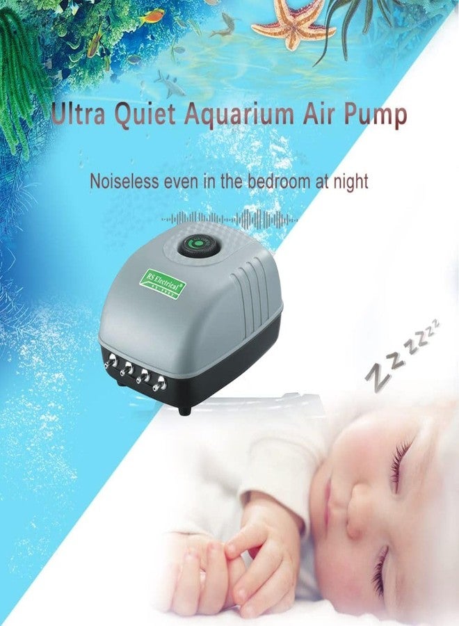 VAYINATO Rs Electrical(Rs-9902)Adjustable Type And Super Noiseless Aquarium Air Pump With Air Tube&Air Stone|Output :8L/Min|Power : 8W|Pressure : 0.015Mpa(4 Air Outlets) - Image 3