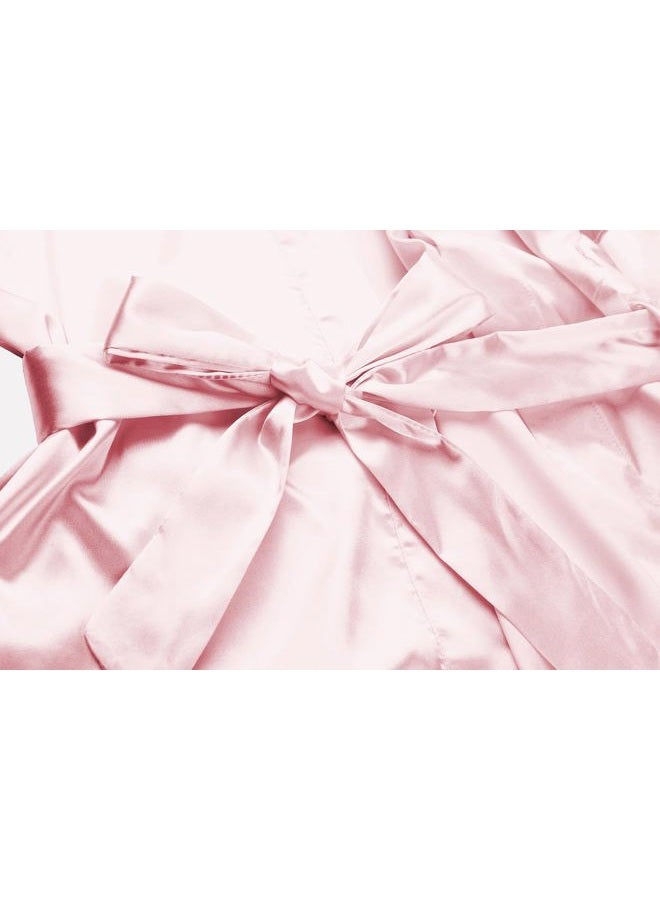 sunshinemall Women's Satin Kimono Robes with Rhinestones Bride Bridesmaid Short Getting Ready Wedding Dressing Gown, Bridesmaid-pink, Small-Medium - Image 4
