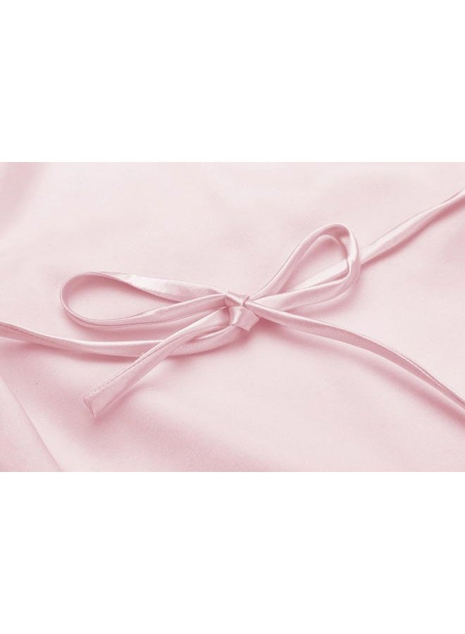 sunshinemall Women's Satin Kimono Robes with Rhinestones Bride Bridesmaid Short Getting Ready Wedding Dressing Gown, Bridesmaid-pink, Small-Medium - Image 5