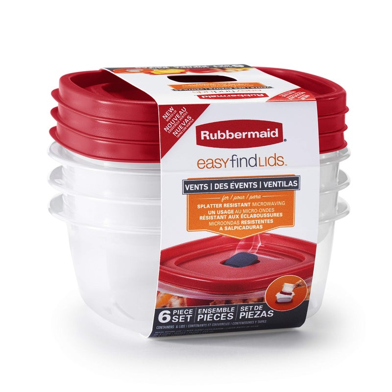 Rubbermaid EasyFindLids Food Storage and Organization Containers 3Pack Racer Red