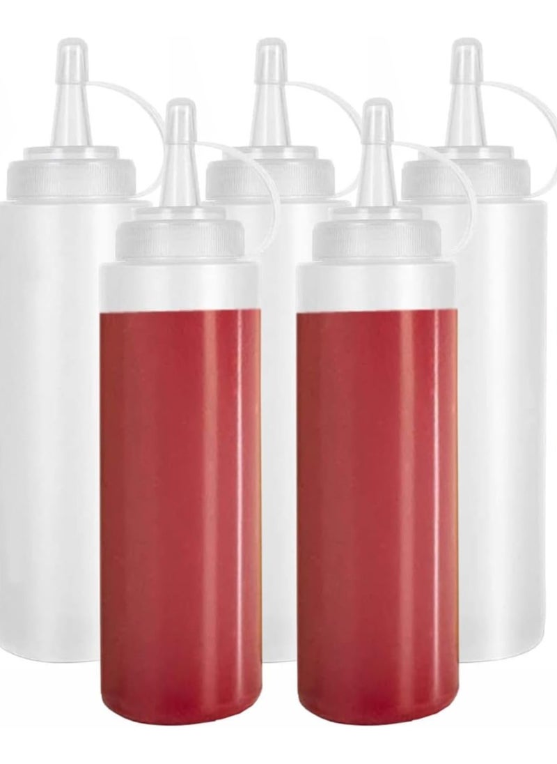 LIMITLESS Limitless 5 Pcs Squeeze Condiment Bottles with Twist On Cap Lids, 200ML Multipurpose Squirt Bottles, Dispensing Bottles for Sauce, BBQ, Paint, and Olive Oil (5 Pack)  - Image 1