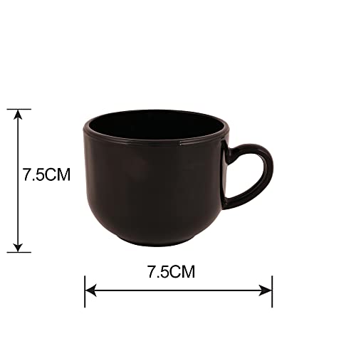 LVOOK Opalware 6Pcs Premium Dark Black Tea Cup, Coffee Mug, Set of 6pcs (150ml) - Image 4