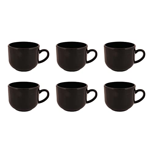 LVOOK Opalware 6Pcs Premium Dark Black Tea Cup, Coffee Mug, Set of 6pcs (150ml) - Image 1