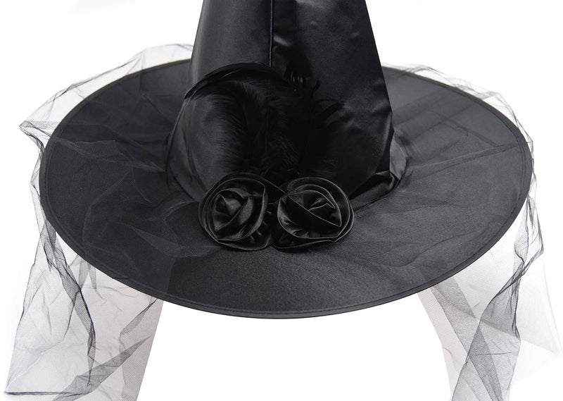 Auerllcy Halloween Witch Hat Costume Accessory Women Hats for Halloween Party Cosplay (Black) - Image 2
