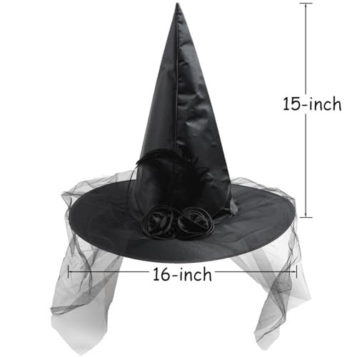 Auerllcy Halloween Witch Hat Costume Accessory Women Hats for Halloween Party Cosplay (Black) - Image 3