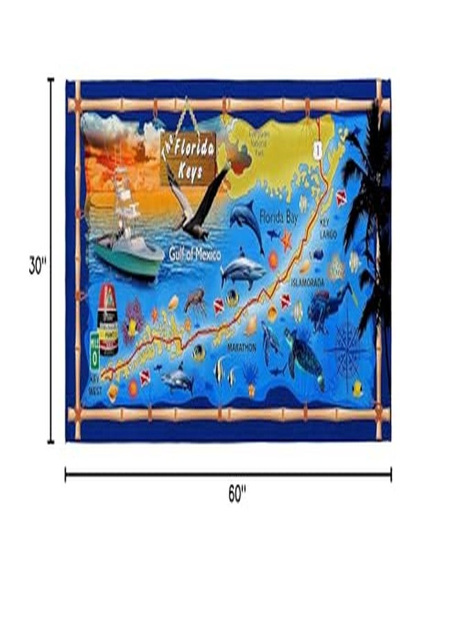 Softerry Florida Keys Map Beach Towel Souvenir Style 30 x 60 inches Sunshine State Islamorada Southernmost Point 100% Cotton - Image 3