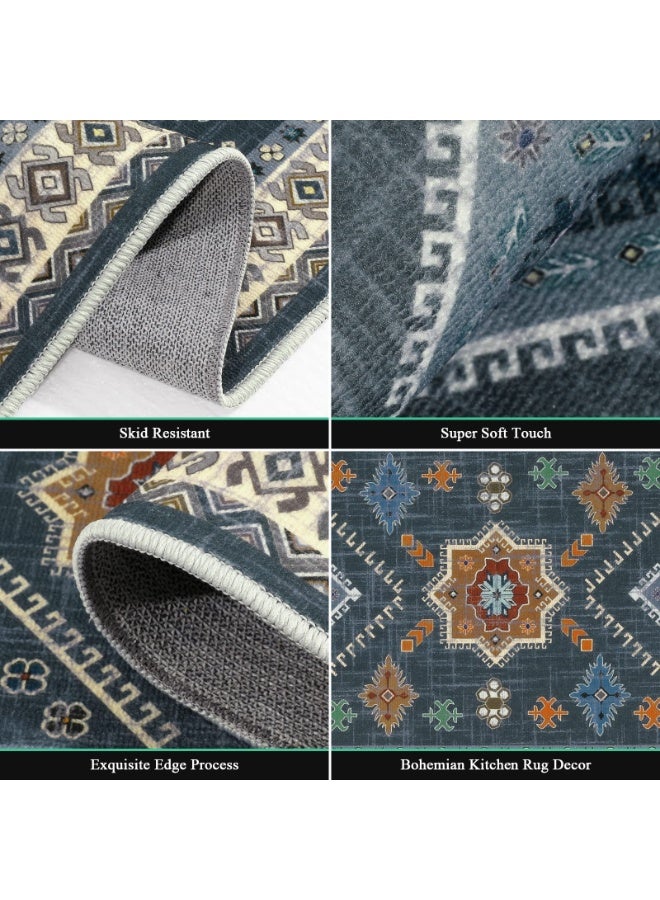 اكسيسن بوهو سجاد مطبخ 3 أطقم، سجاد وحصائر مطبخ مانعة للانزلاق قابلة للغسل، للمطبخ، أمام الحوض، المدخل، الغسيل، ديكور المنزل （40*60 سم + 50*80 سم + 50*120 سم） - Image 4