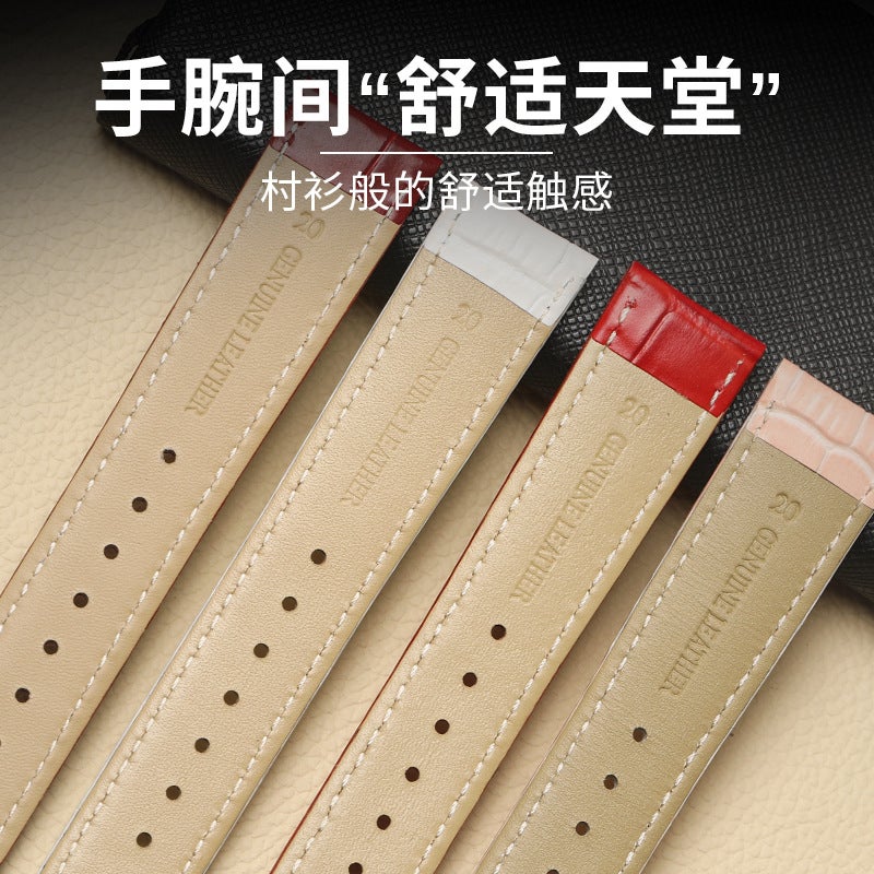 Double-Sided Leather Strap First Layer Cowhide Butterfly Buckle Waterproof Fashion Soft Men'S And Women'S Bracelet Strap - Image 3