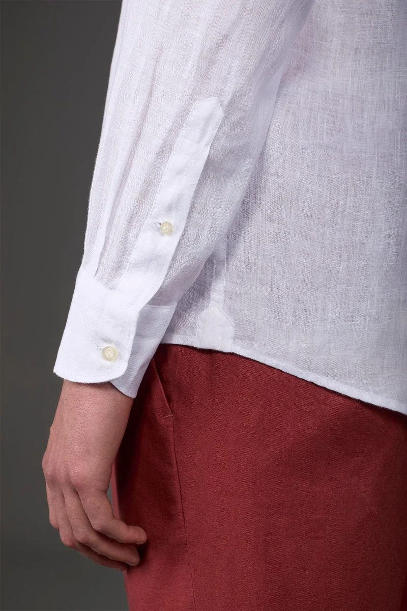 Doppelganger White Men's casual shirt with classic collar, 100% linen - White for Men | Best Price UAE