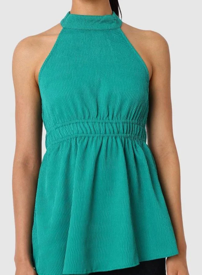 Freehand  Freehand Women Green Halter Neck Textured Top for Women | Best Price UAE