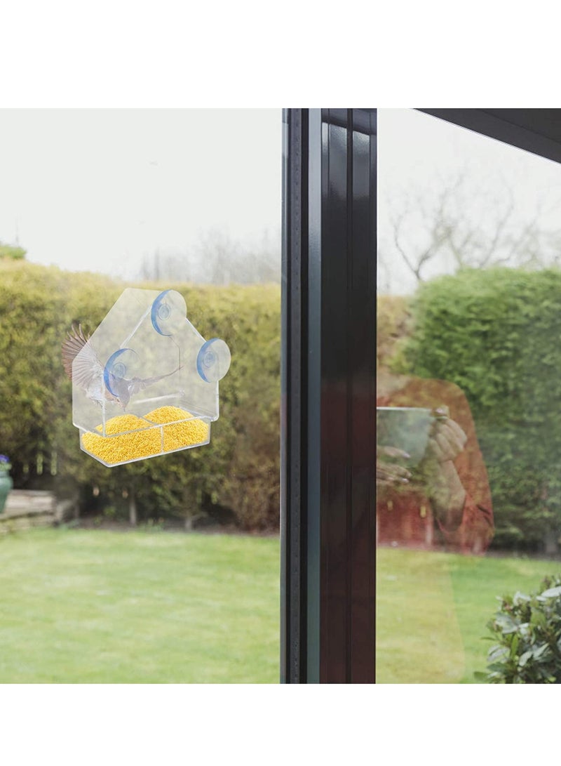 Zikra Clear Bird Feeder Window Bird Feeder Hanging Peanut Wreath Bird Feeder Wild Bird Feeder Best for Wild Birds, Easy to Clean, for Outdoor Garden Window White - Image 5